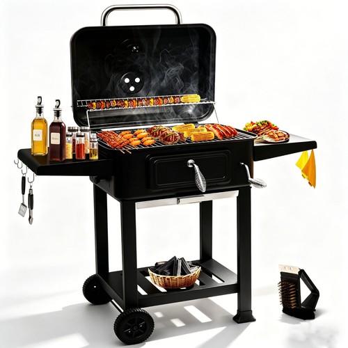 Charcoal bbq grill lid - charcoal, w/lid