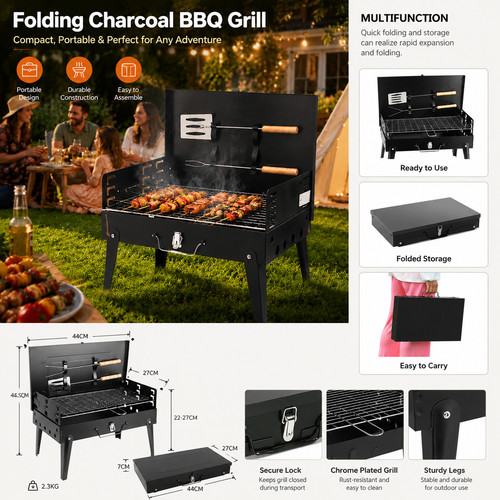 Folding charcoal bbq - folding,