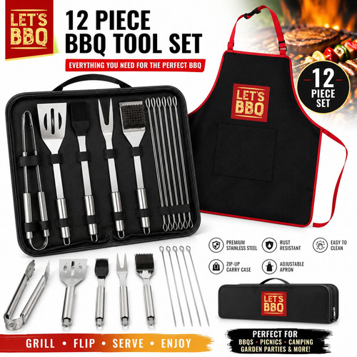 Bbq tool set piece - set,